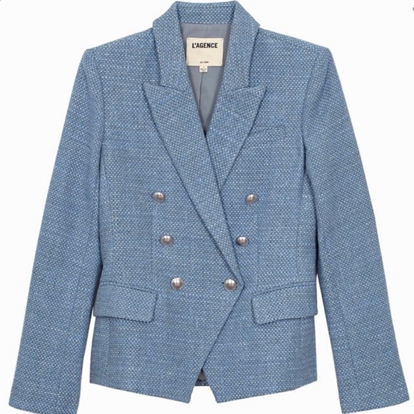 NWT L'AGENCE Kenzie Basket Weave Tweed Double Breasted Classic Academia Blazer 2 - Picture 11 of 11